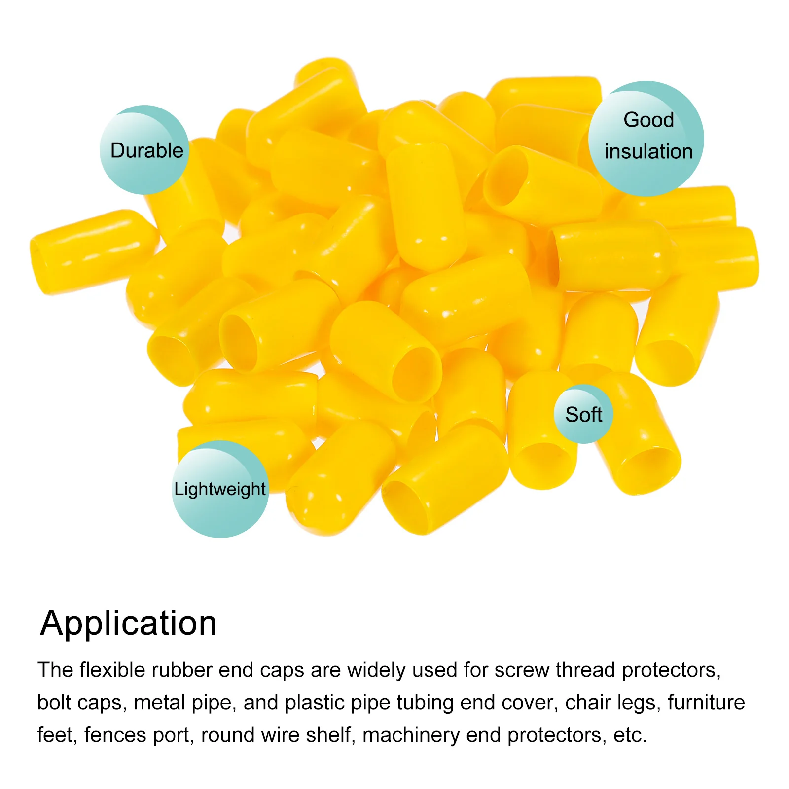 100pcs 5/16 Inch(8mm) Rubber End Caps Cover PVC Vinyl Screw Thread Protector Round Wire Shelf Caps for Screw Bolt Pipe Fence Post, Yellow - Image 4