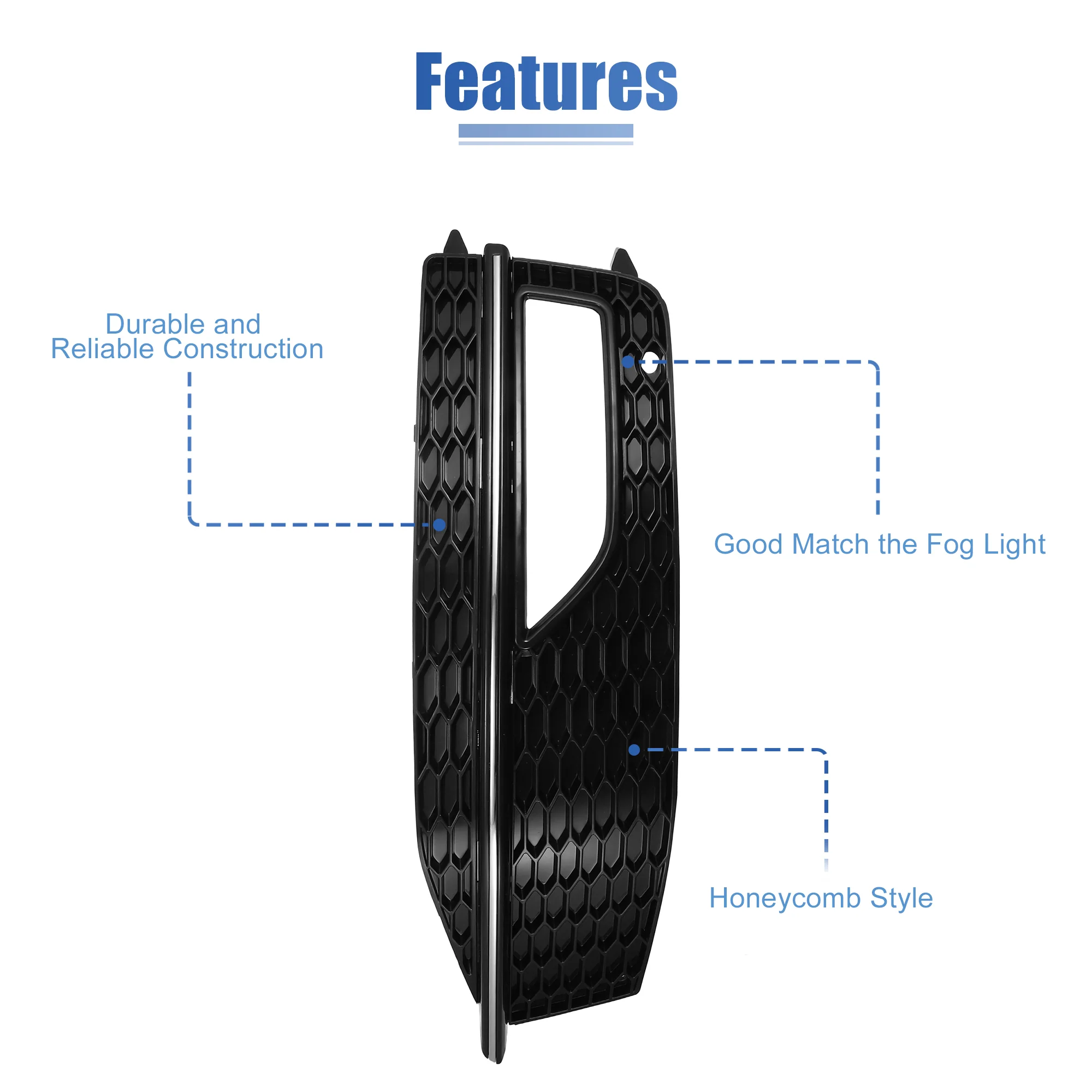 Pair Front Fog Light Grille Bumper Grill Cover for Audi A4 S4 S-line 2013-2015 8K0807681L 8K0807682M Black - Image 5