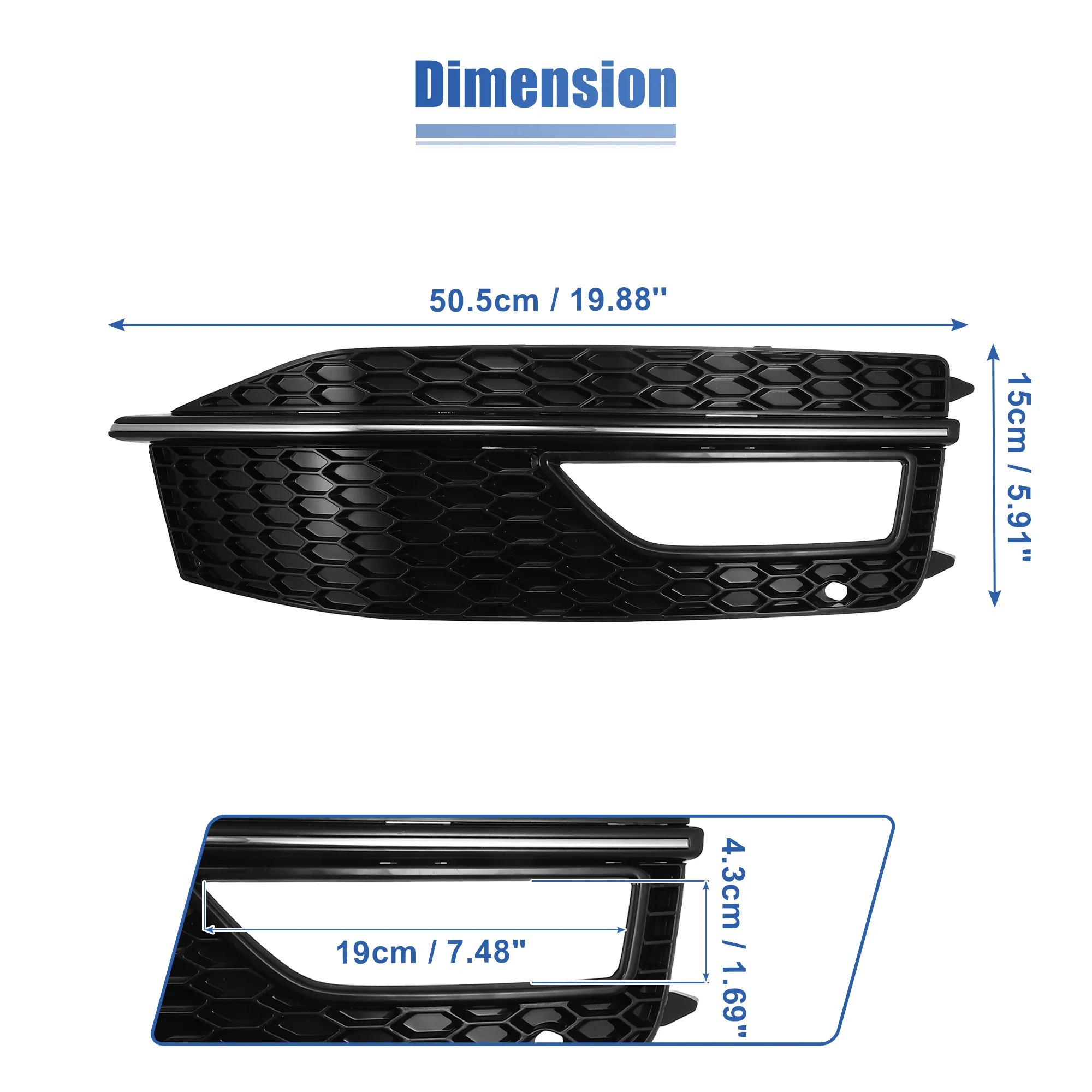 Pair Front Fog Light Grille Bumper Grill Cover for Audi A4 S4 S-line 2013-2015 8K0807681L 8K0807682M Black - Image 6