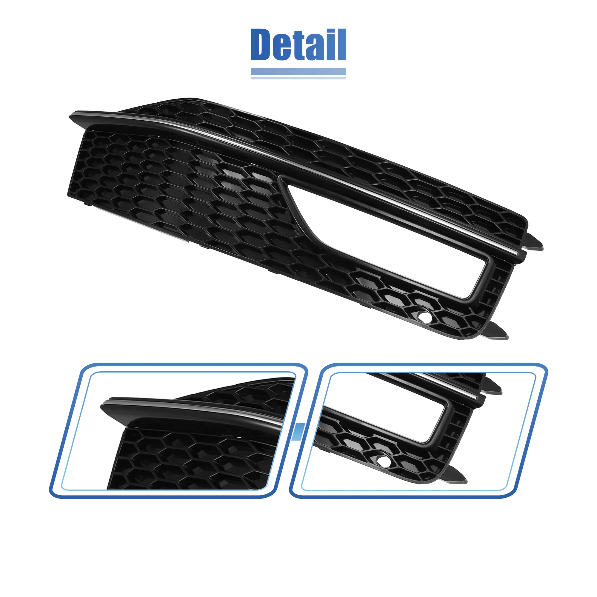 Pair Front Fog Light Grille Bumper Grill Cover for Audi A4 S4 S-line 2013-2015 8K0807681L 8K0807682M Black - Image 7