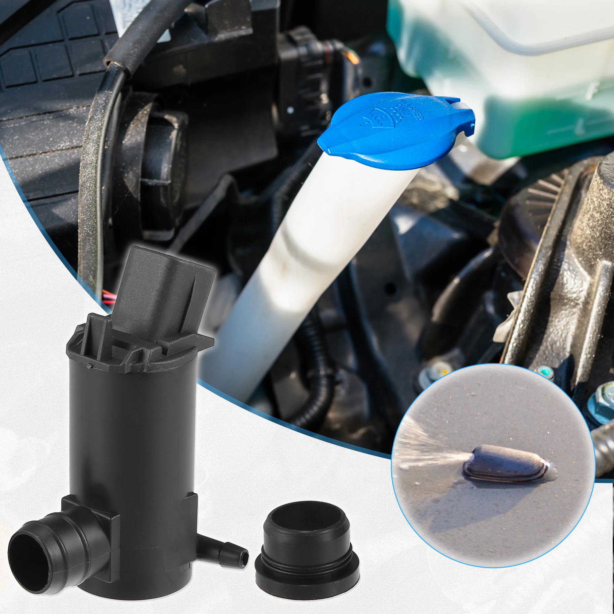 Windshield Washer Motor Pump Fit for Hyundai Accent - Pack of 1 Black - Image 3