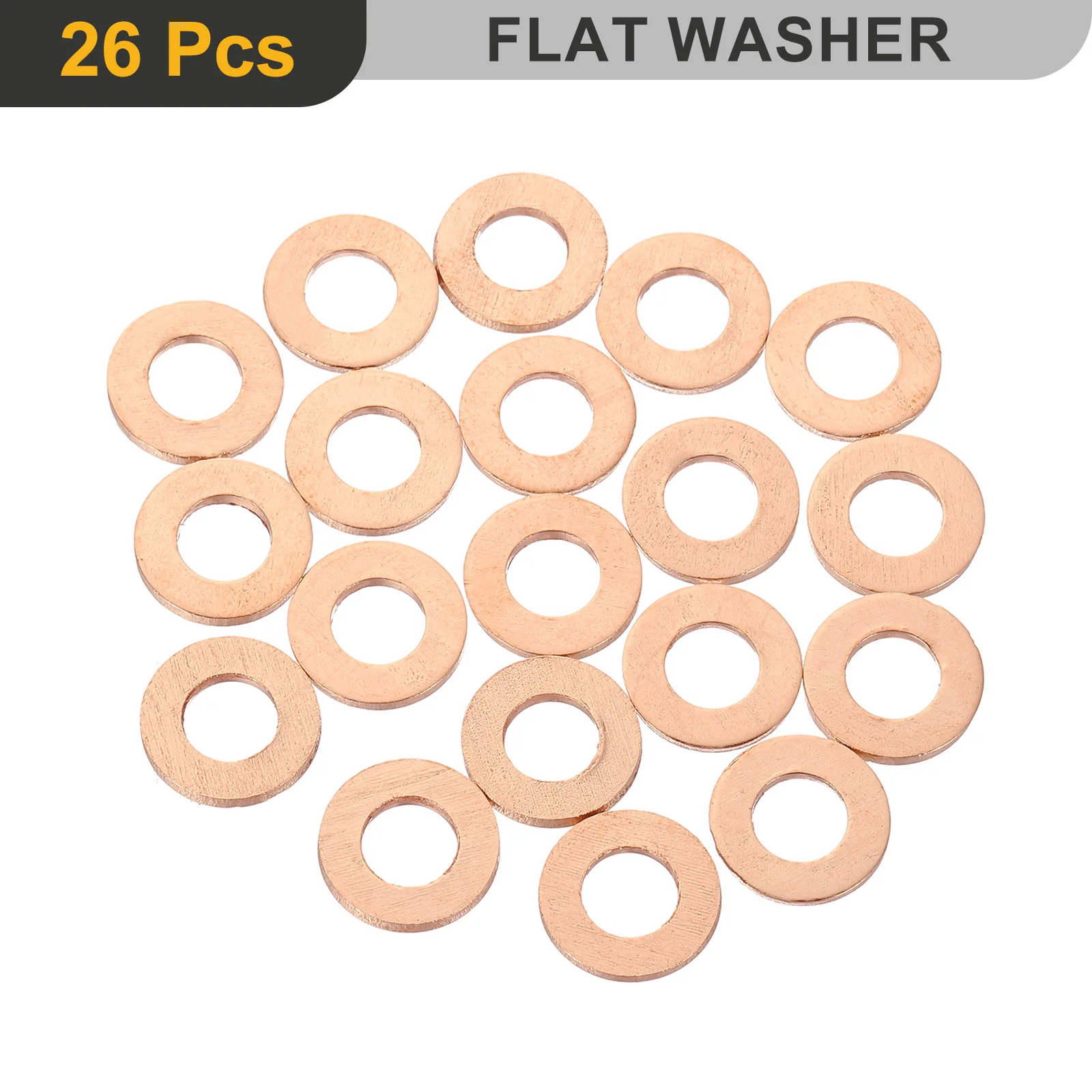 Uxcell M6 Flat Washer, 26Pcs Copper Ring Washer 12mm OD 1mm Thick Sealing Gasket Ring - Image 3