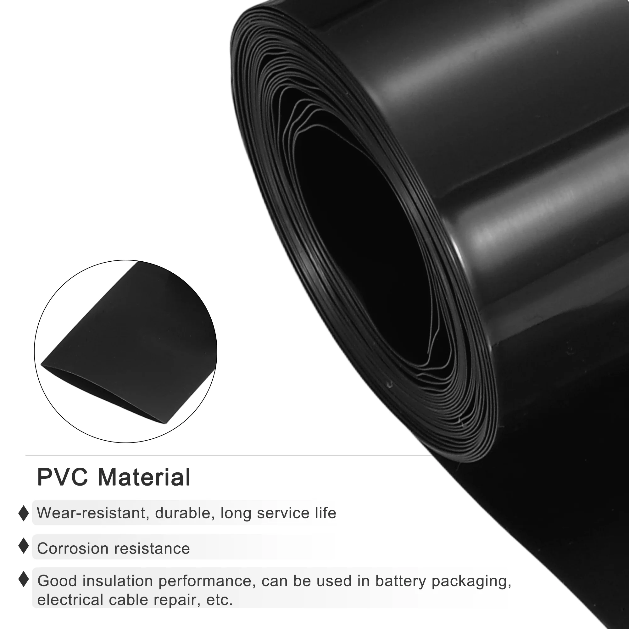 Battery Wrap PVC Heat Shrink Tubing 32mm Dia 50mm Flat 20 Feet(6meters) Black Good Insulation for Battery Pack - Image 3