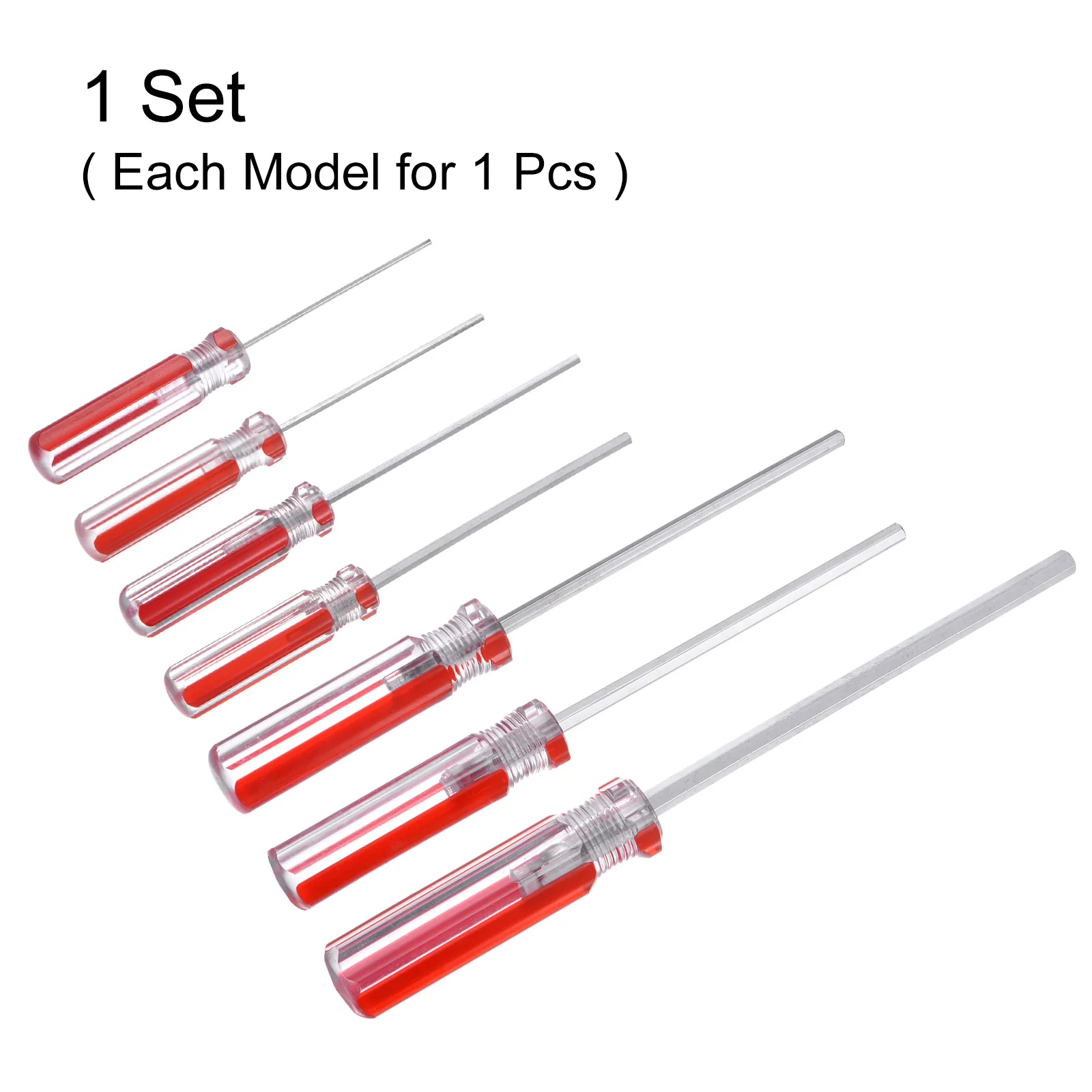 7pcs Magnetic Hex Screwdriver H1.5-H6.0 Hexagonal Head Screw Driver, Red - Image 3
