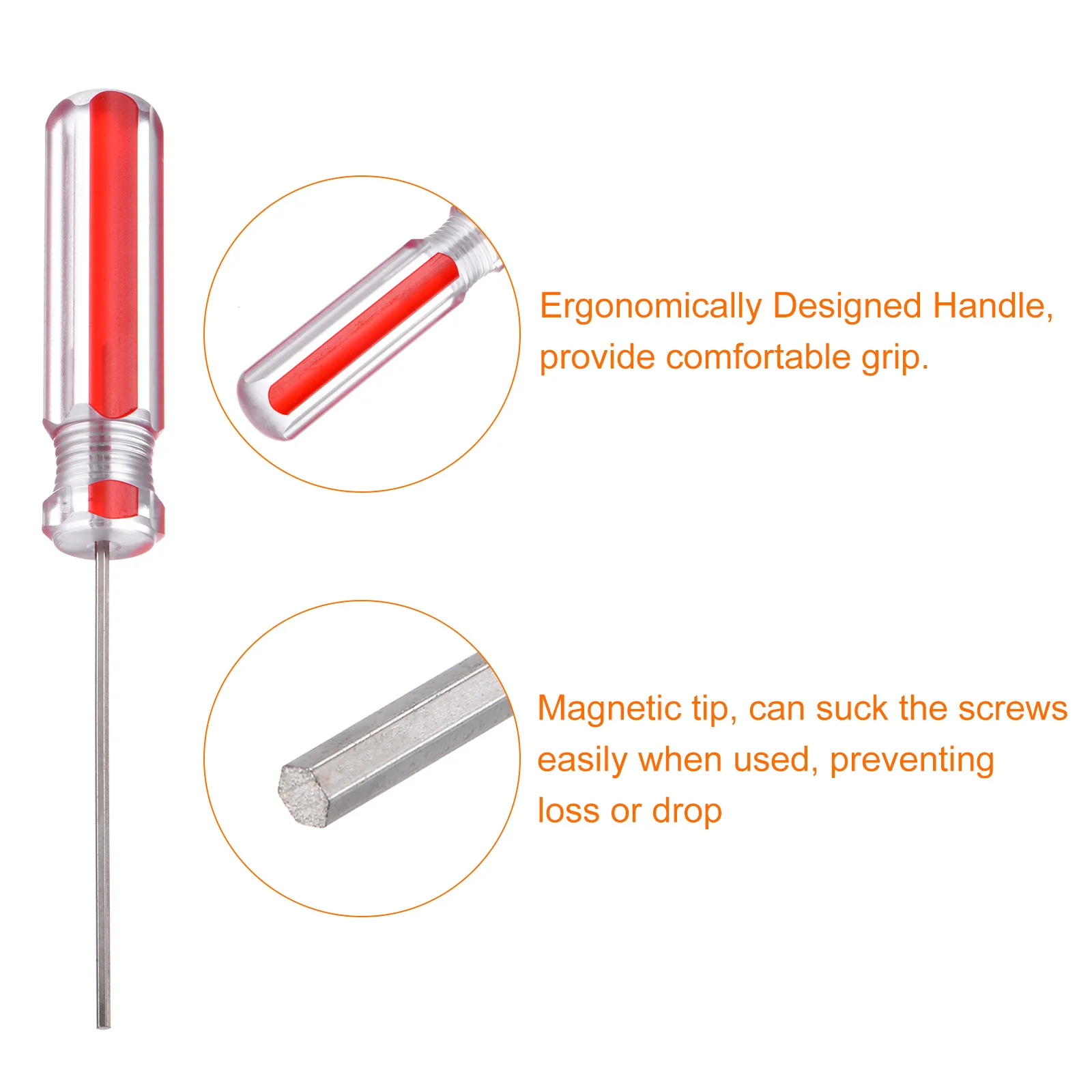 7pcs Magnetic Hex Screwdriver H1.5-H6.0 Hexagonal Head Screw Driver, Red - Image 4