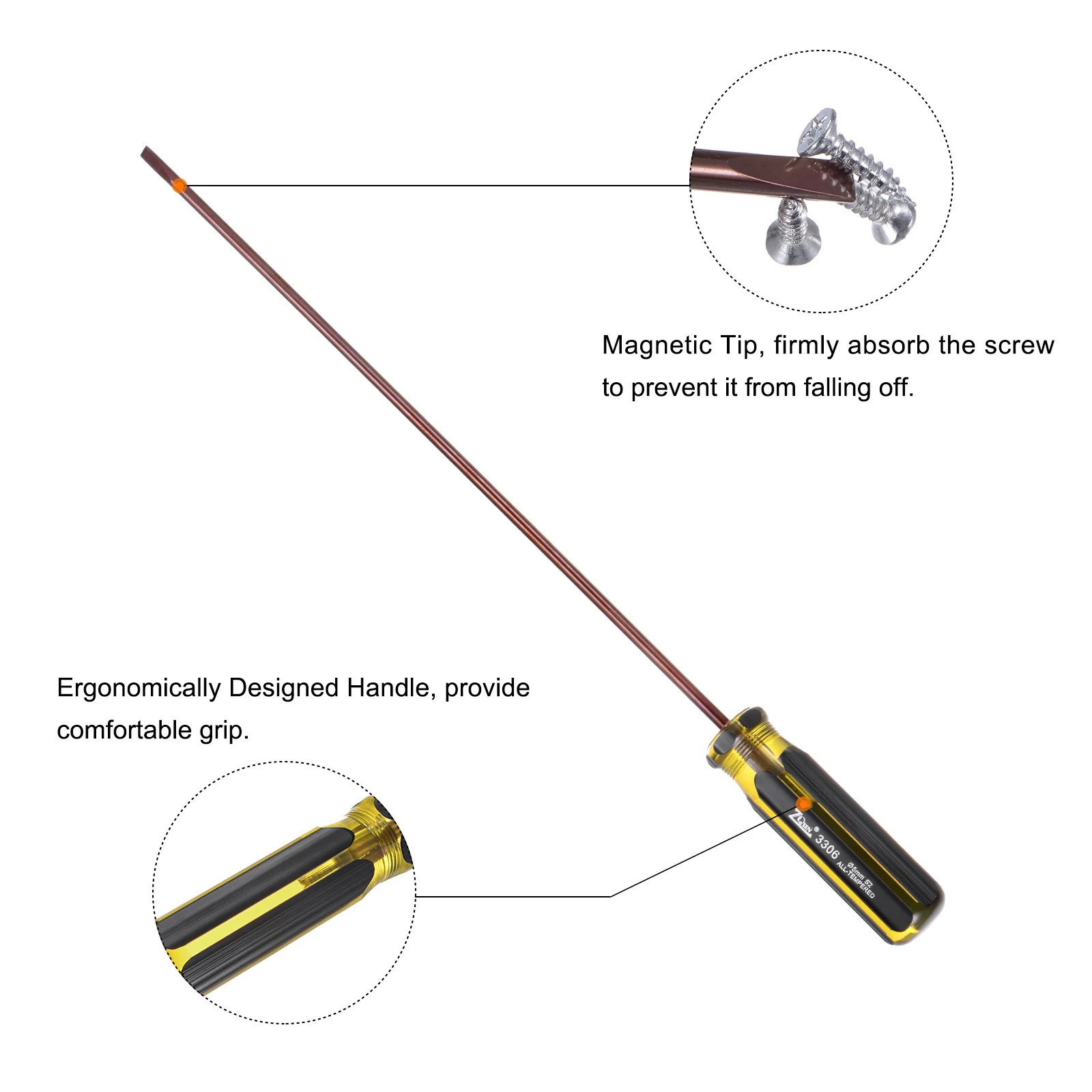 Long Slotted Screwdriver Shank CR-V Flat Head Magnetic Screwdrivers for Automobile Repair - Image 4