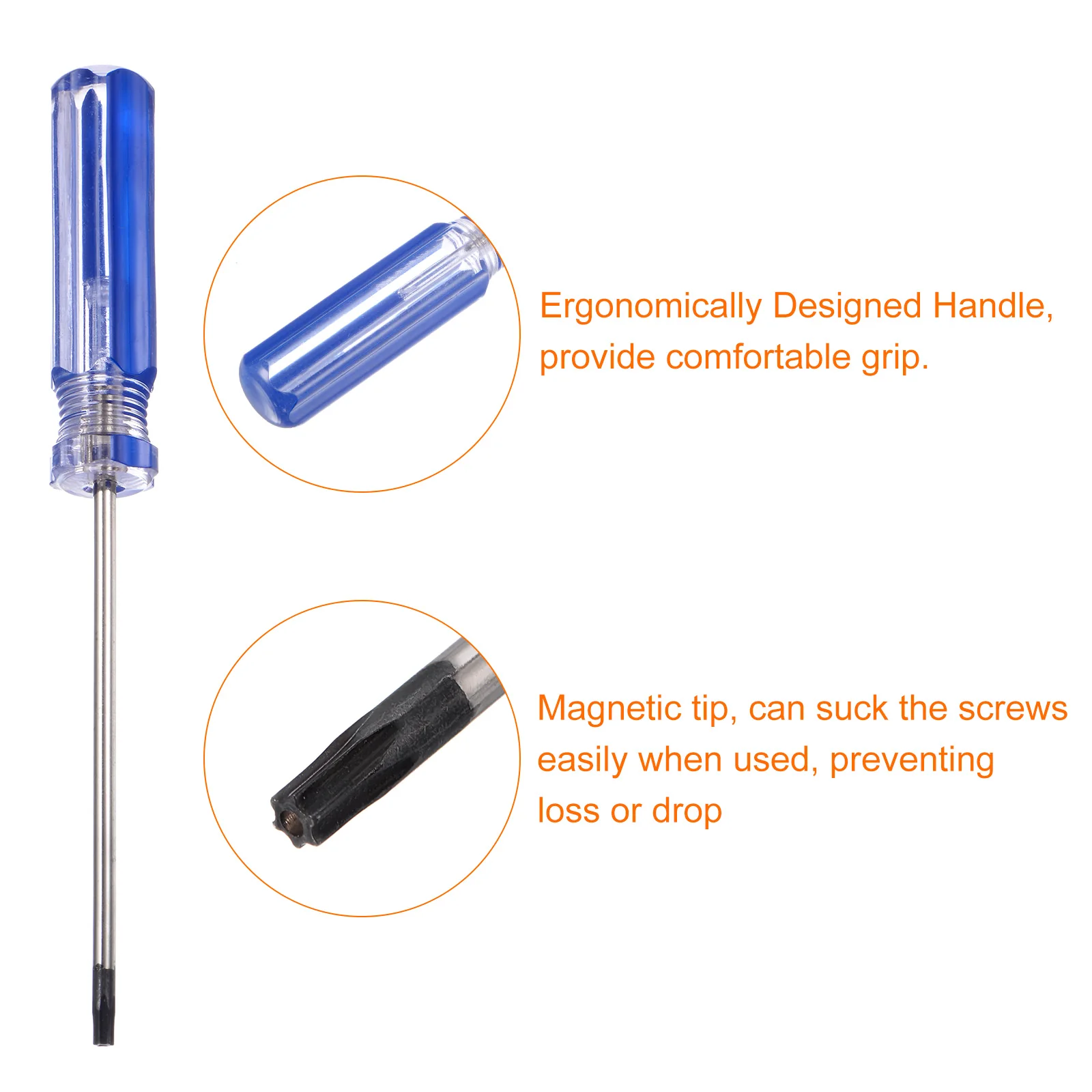 3pcs Magnetic Torx Screwdriver 75mm Length T8-T10 Star Head Screw Driver, Blue - Image 4