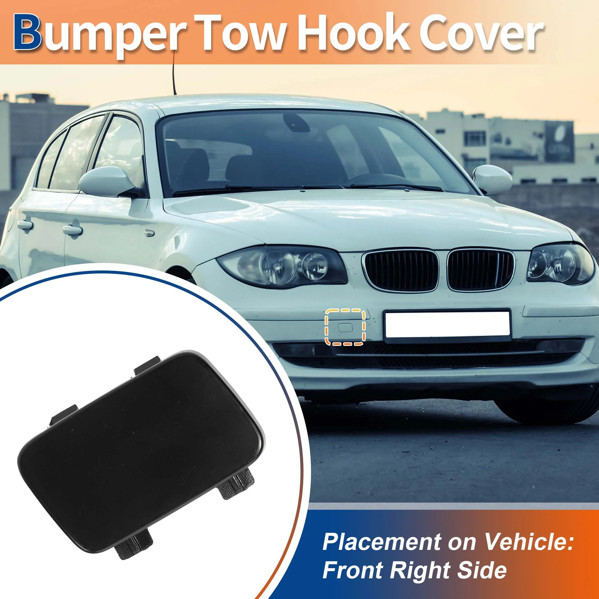 Front Right Passenger Side Car Bumper Tow Hook Cover Tow Cover Cap Unpainted Fit for BMW 1 Series E81 E87 2007-2011 No.51117201202 - Pack of 1 - Image 3
