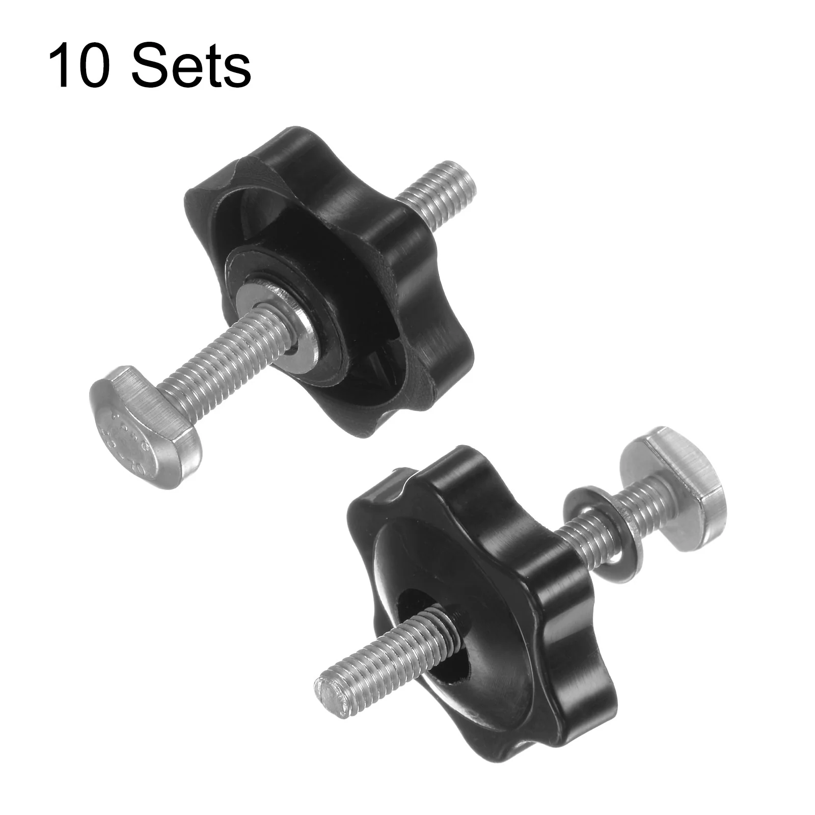 10Set M5 x 40mm T Track Bolts Knob Kit 32mm Hex Hand Nut with Washer Black - Image 3