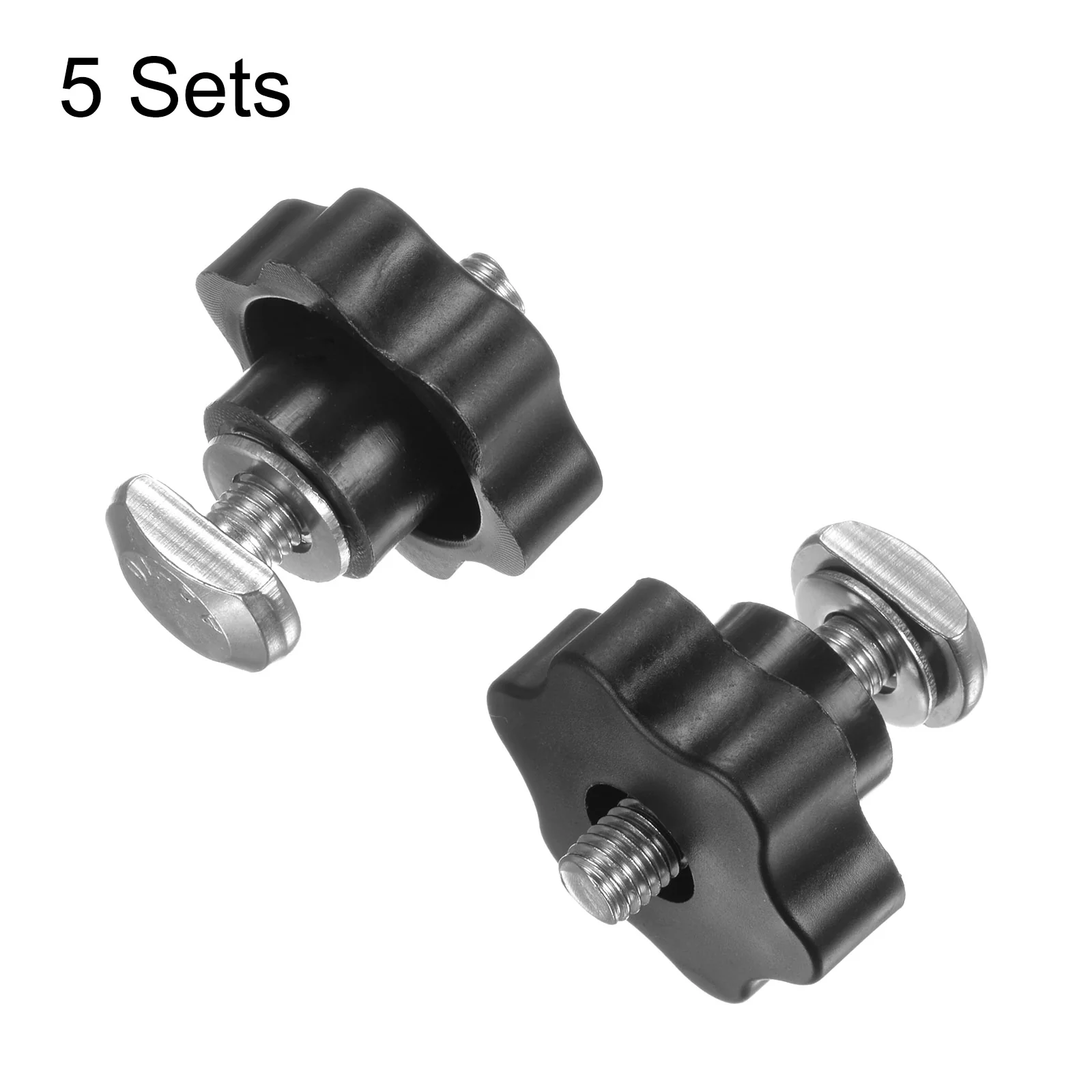 5Set M10 x 45mm T Track Bolts Knob Kit 48mm Hex Hand Nut with Washer Black - Image 3