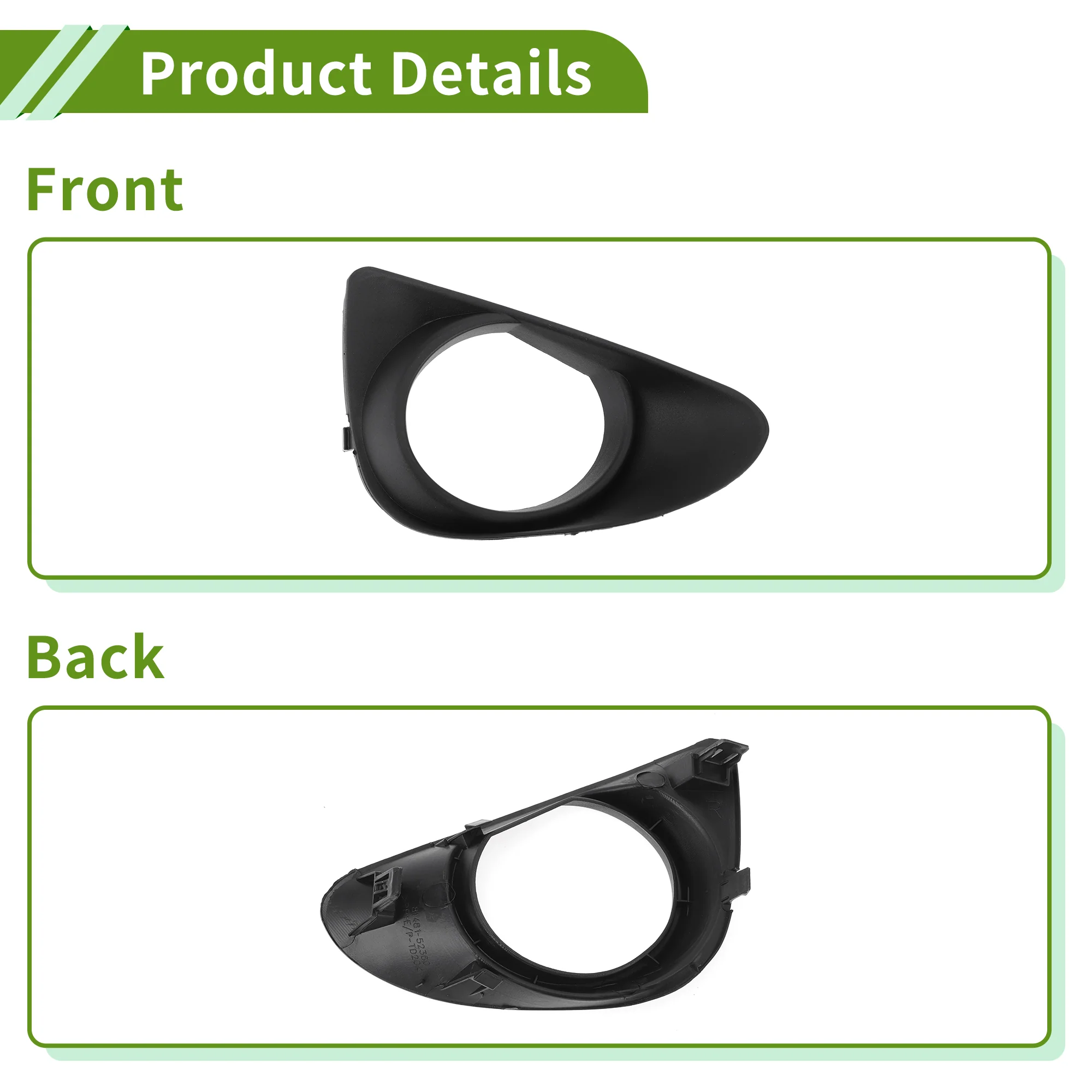 No.8148152380 Fog Light Grill for Toyota Yaris 2011-2014 Black Front Right Front Lower Bumper Fog Light Cover Inserts ABS 1 Pc - Image 6