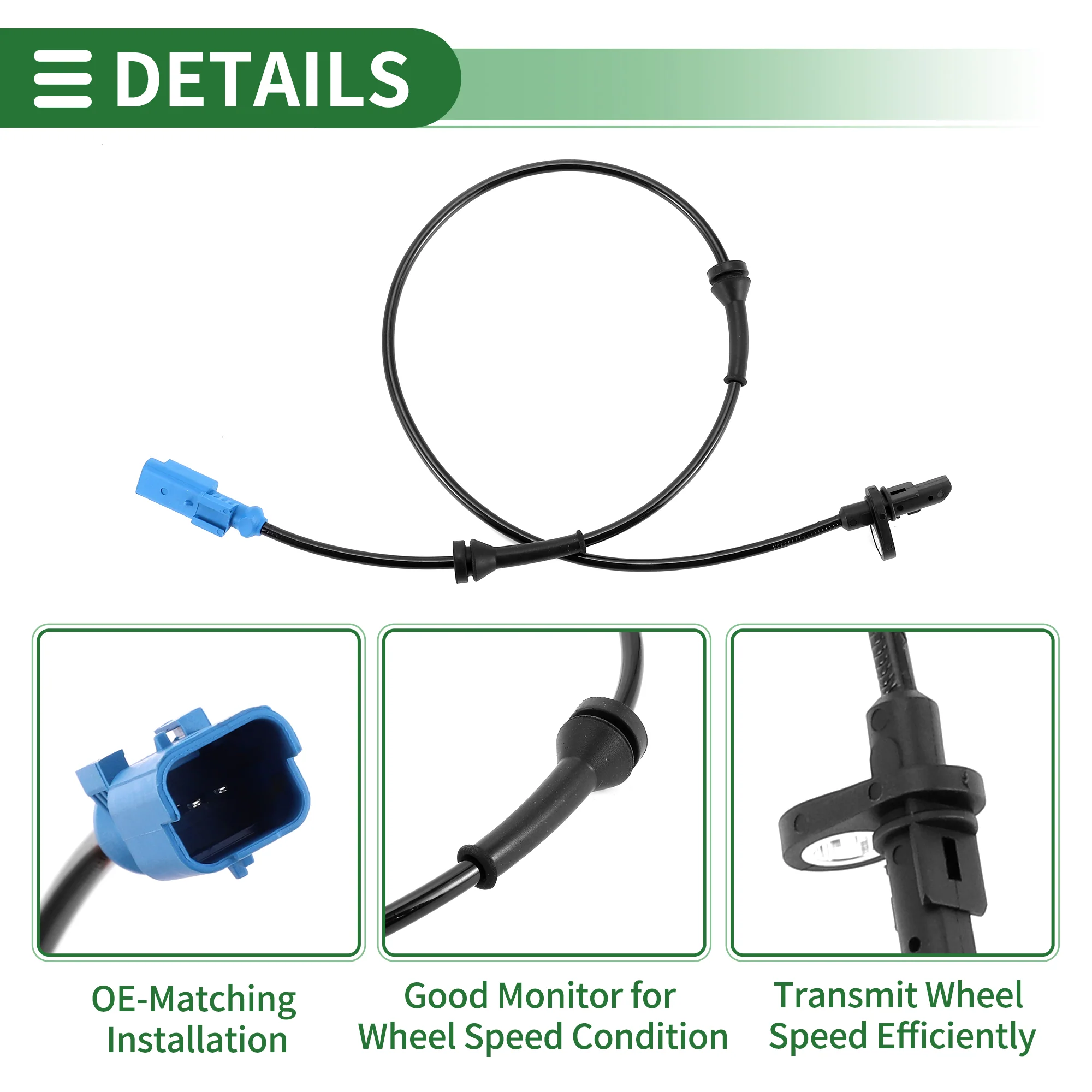 ABS Wheel Speed Sensor ABS Sensor Anti-lock Braking System Sensor for Citroen C-Elysee C3 Picasso 207 208 301 2009-2014 No.0265008485 Rear Left Right - Image 5