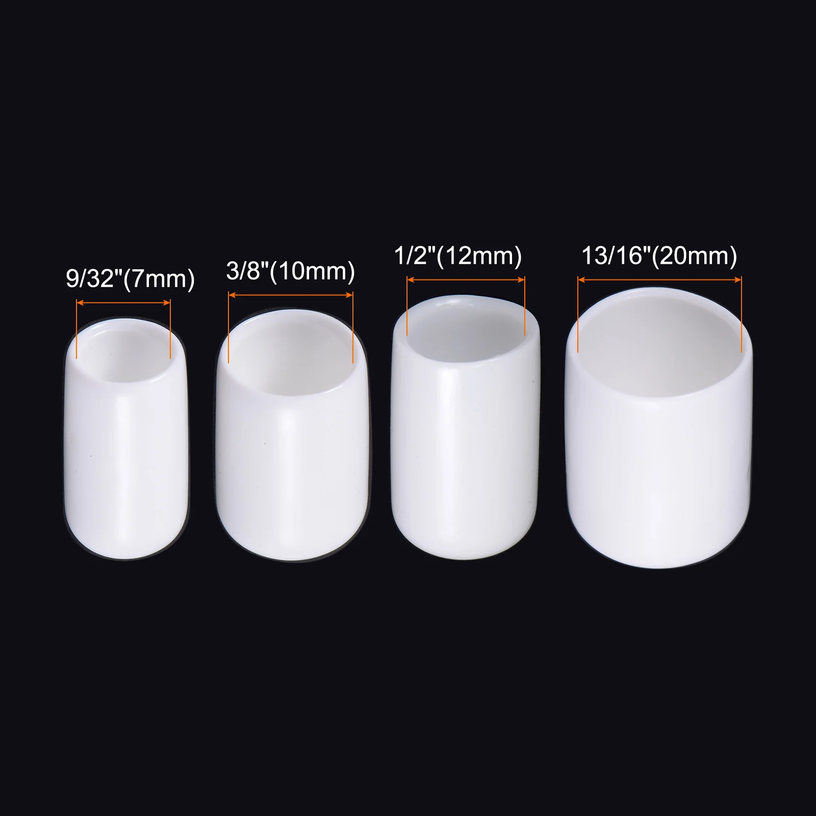 Round End Caps Rubber Cover 40pcs 9/32" 3/8" 1/2" 13/16" White - Image 3