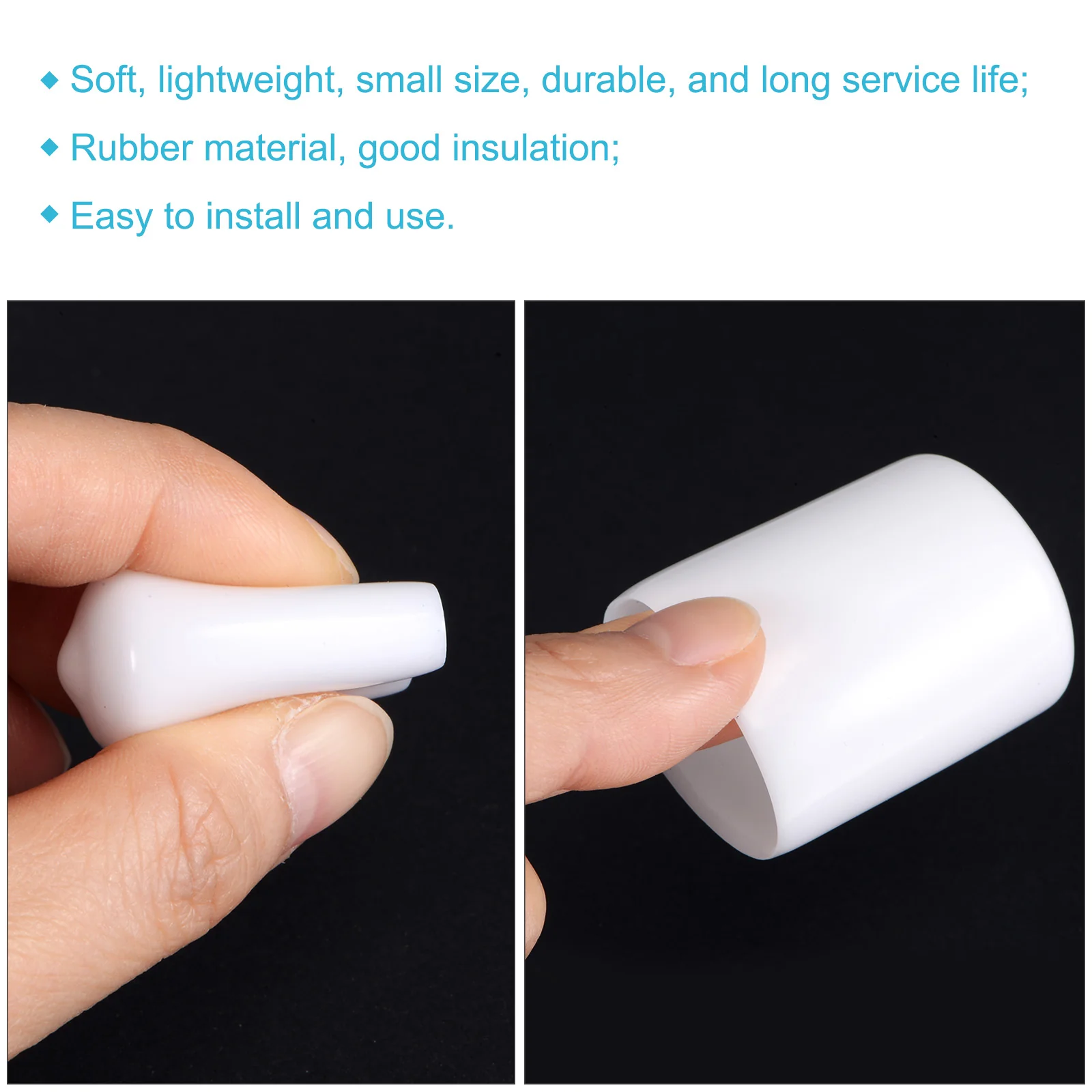 Round End Caps Rubber Cover 40pcs 9/32" 3/8" 1/2" 13/16" White - Image 4