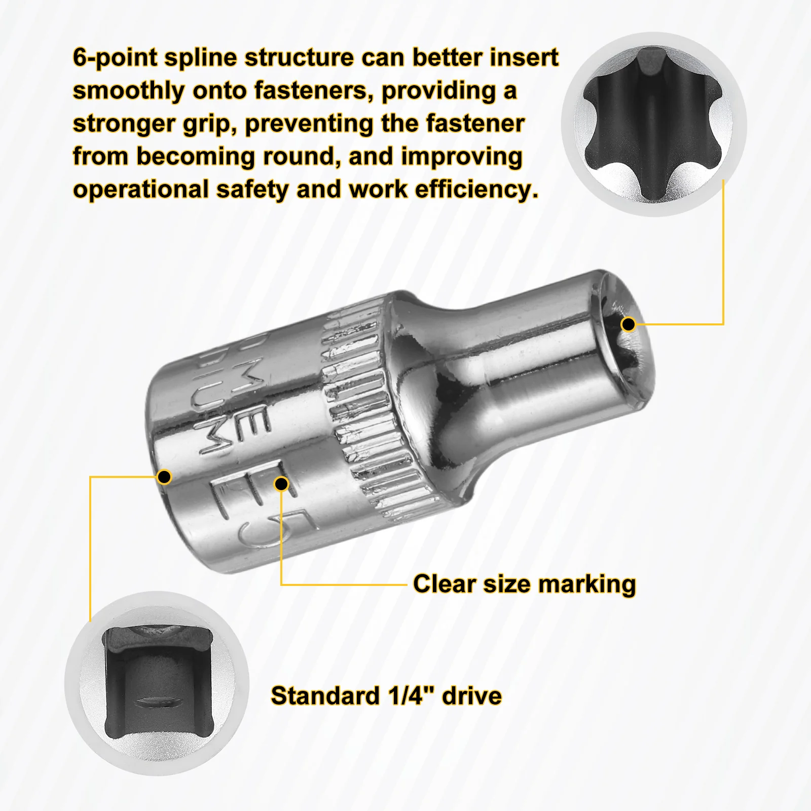 2pcs E-Torx Socket 1/4" Drive E5 External Torx Deep Socket 1" Star Sockets - Image 4