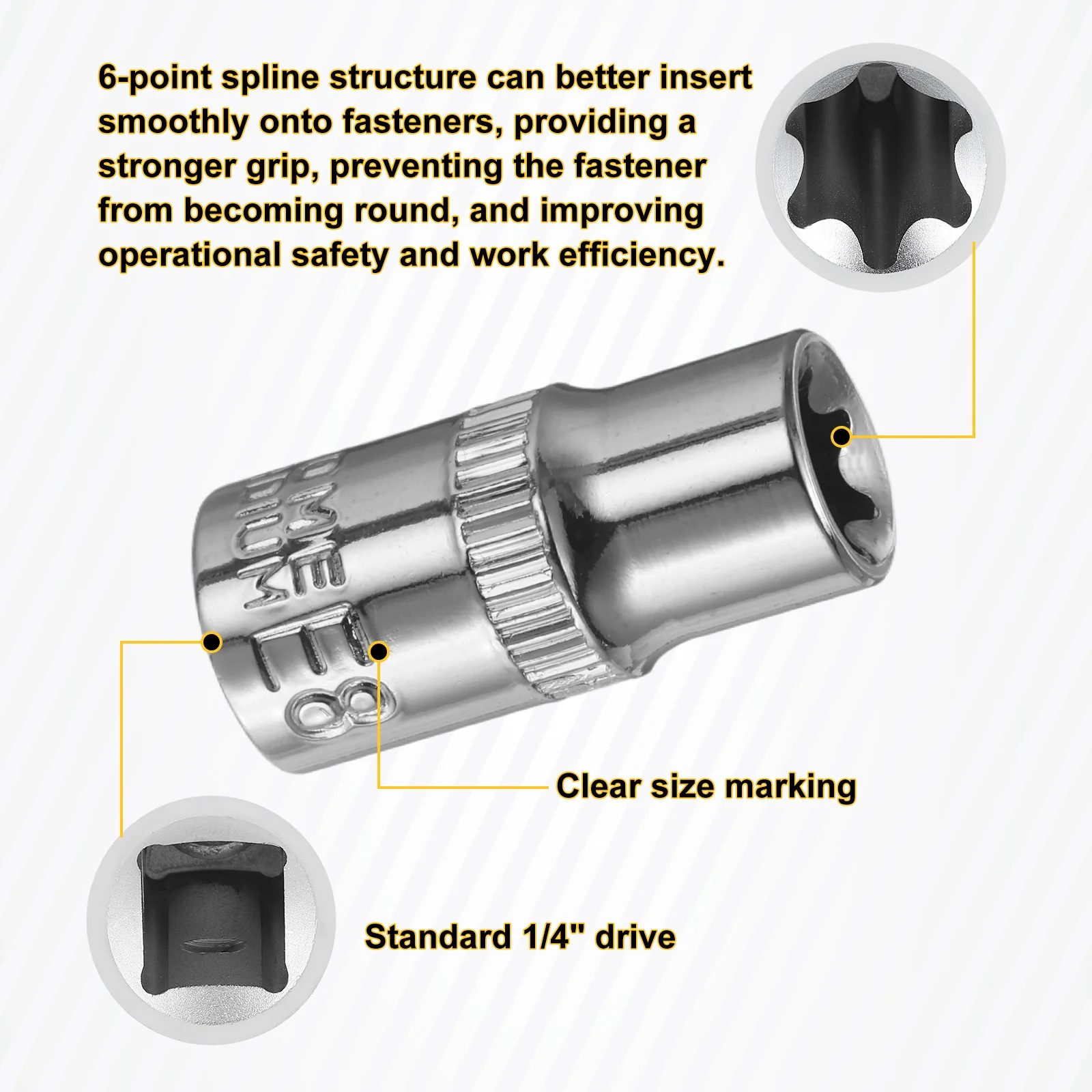 2pcs E-Torx Socket 1/4" Drive E8 External Torx Deep Socket 1" Star Sockets - Image 4