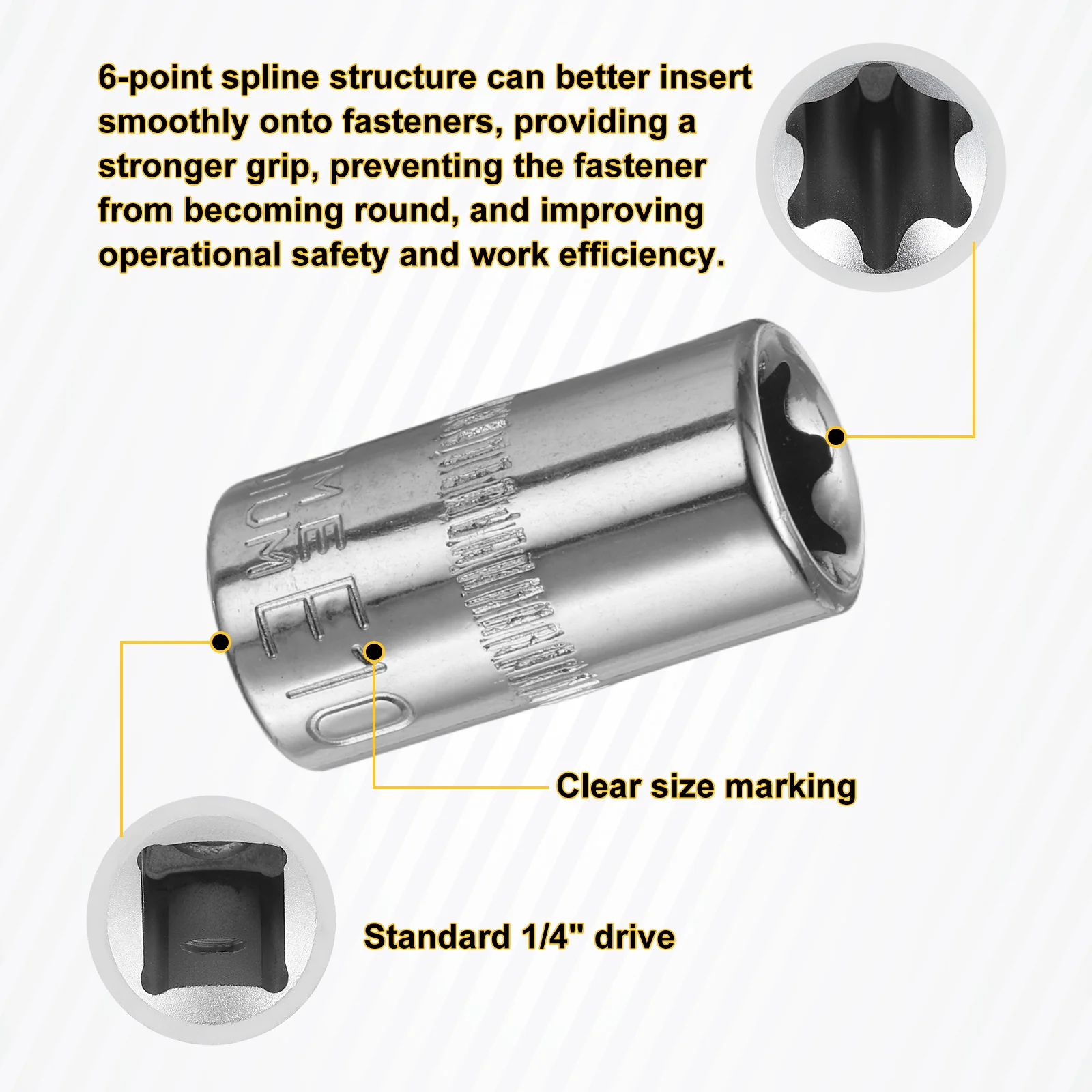 2pcs E-Torx Socket 1/4" Drive E10 External Torx Deep Socket 1" Star Sockets - Image 4