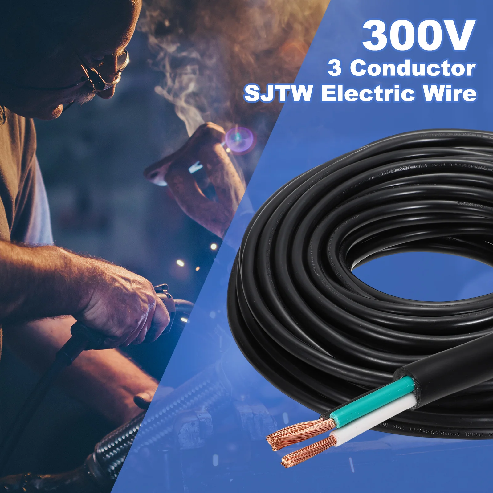 10AWG 3 Conductor Wire SJTW Outdoor Extension Power Cable, 300V, 50ft - Image 5