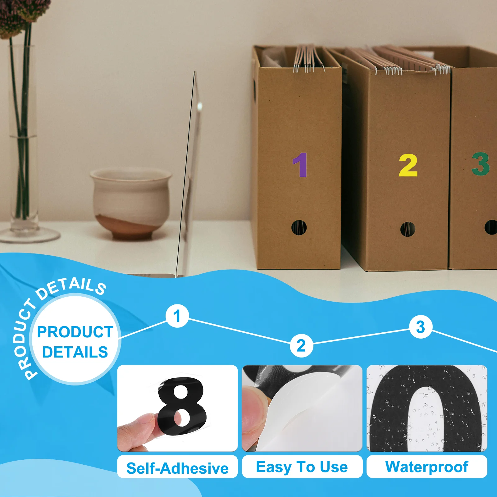 3" Reflective Number Stickers 0-9, 2Set Mailbox Number Decals, Black - Image 3