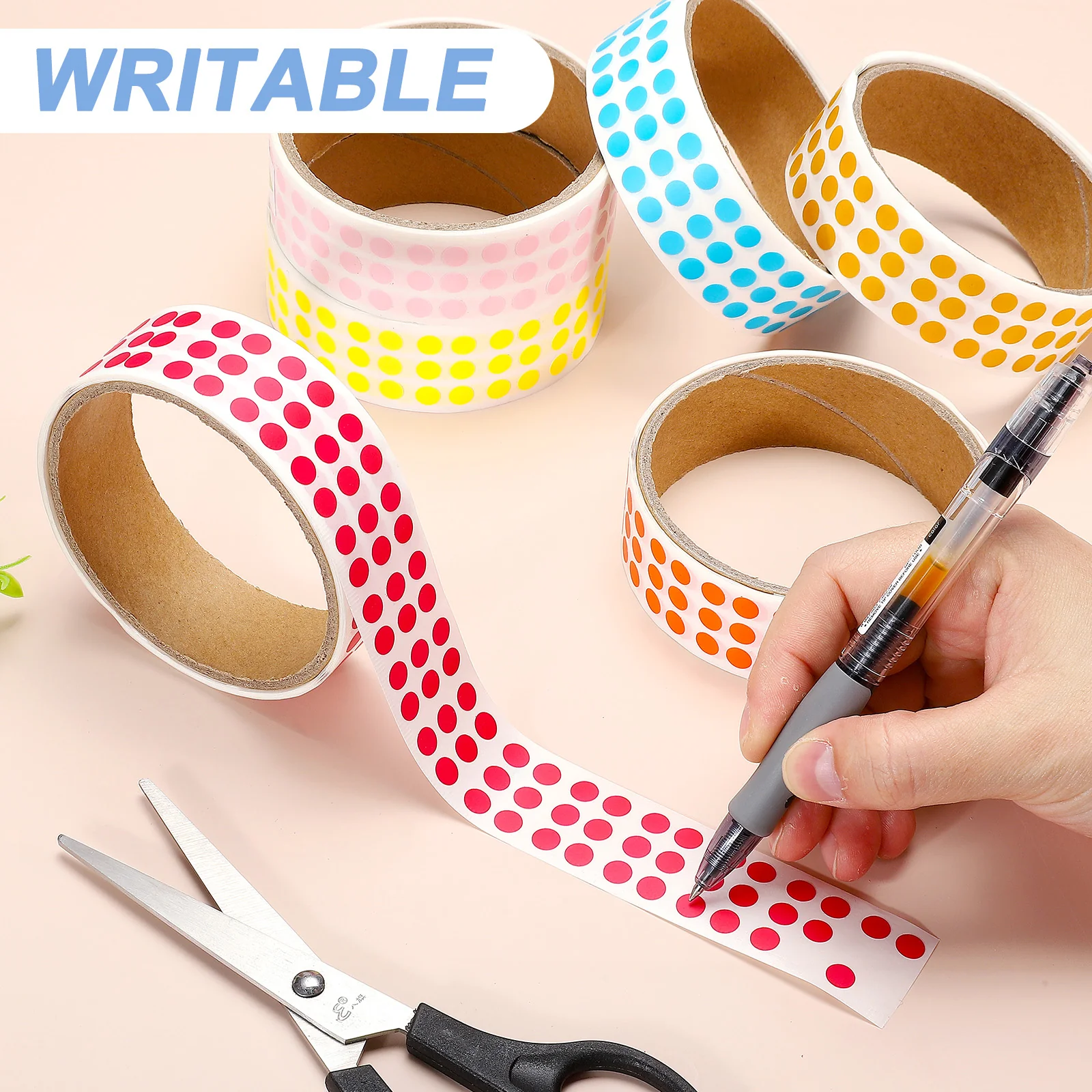 1000Pcs 1/4" Colored Dot Stickers Adhesive Coding Label Magenta - Image 4