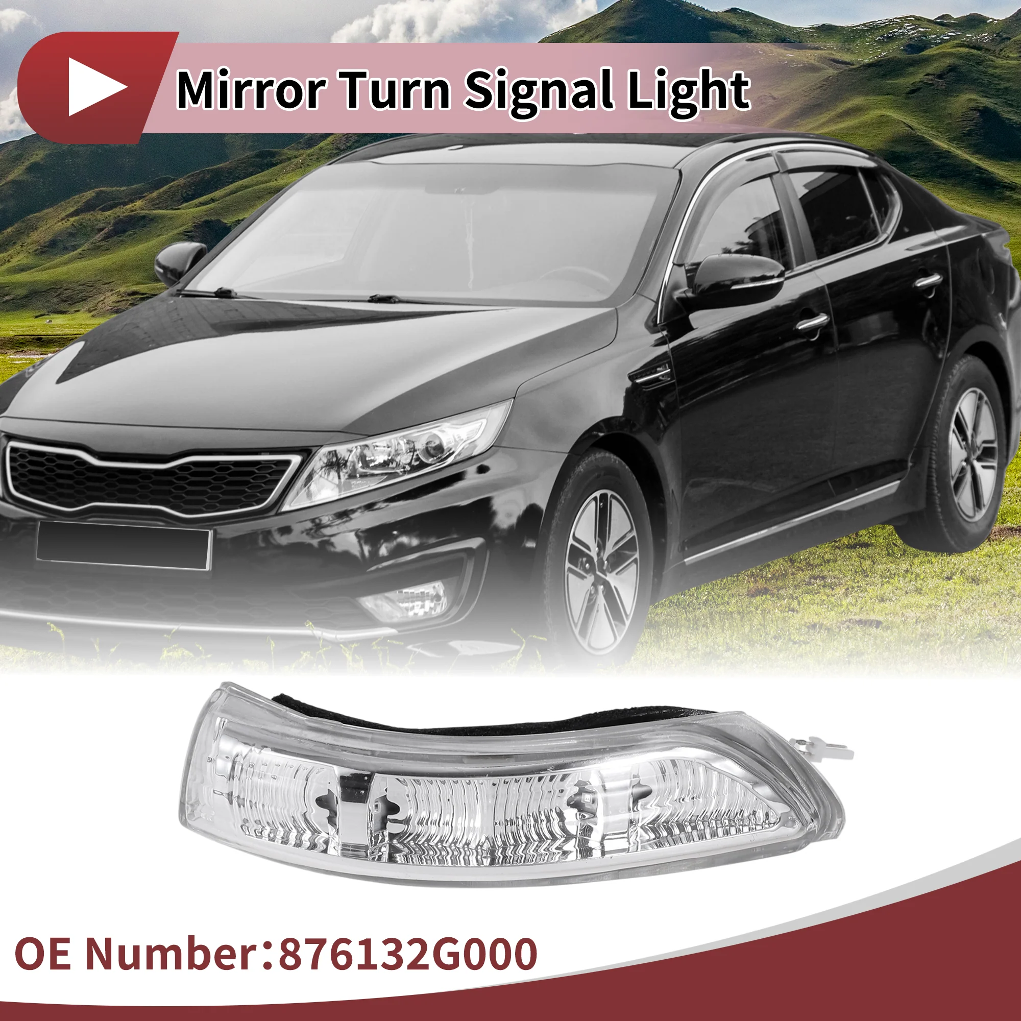 Front Left LED Mirror Turn Signal Light for Kia Optima 2009-2010 Side Mirror Marker Light No.876132G000 Yellow - Image 3