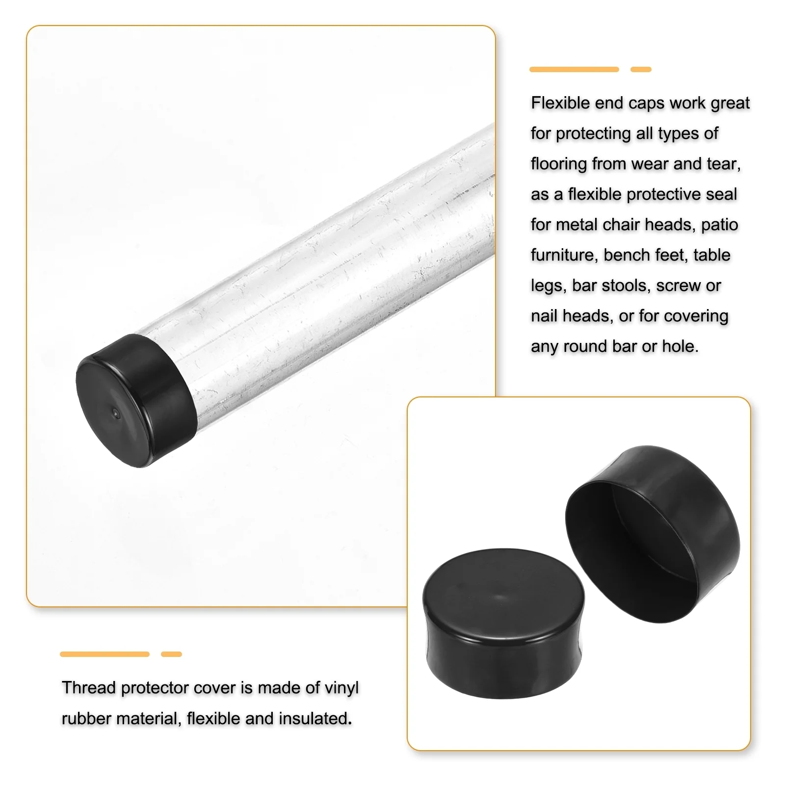 Uxcell 2pcs Rubber End Caps 105mm(4 1/8") ID Bolt Cap Screw Thread Protectors Black - Image 3