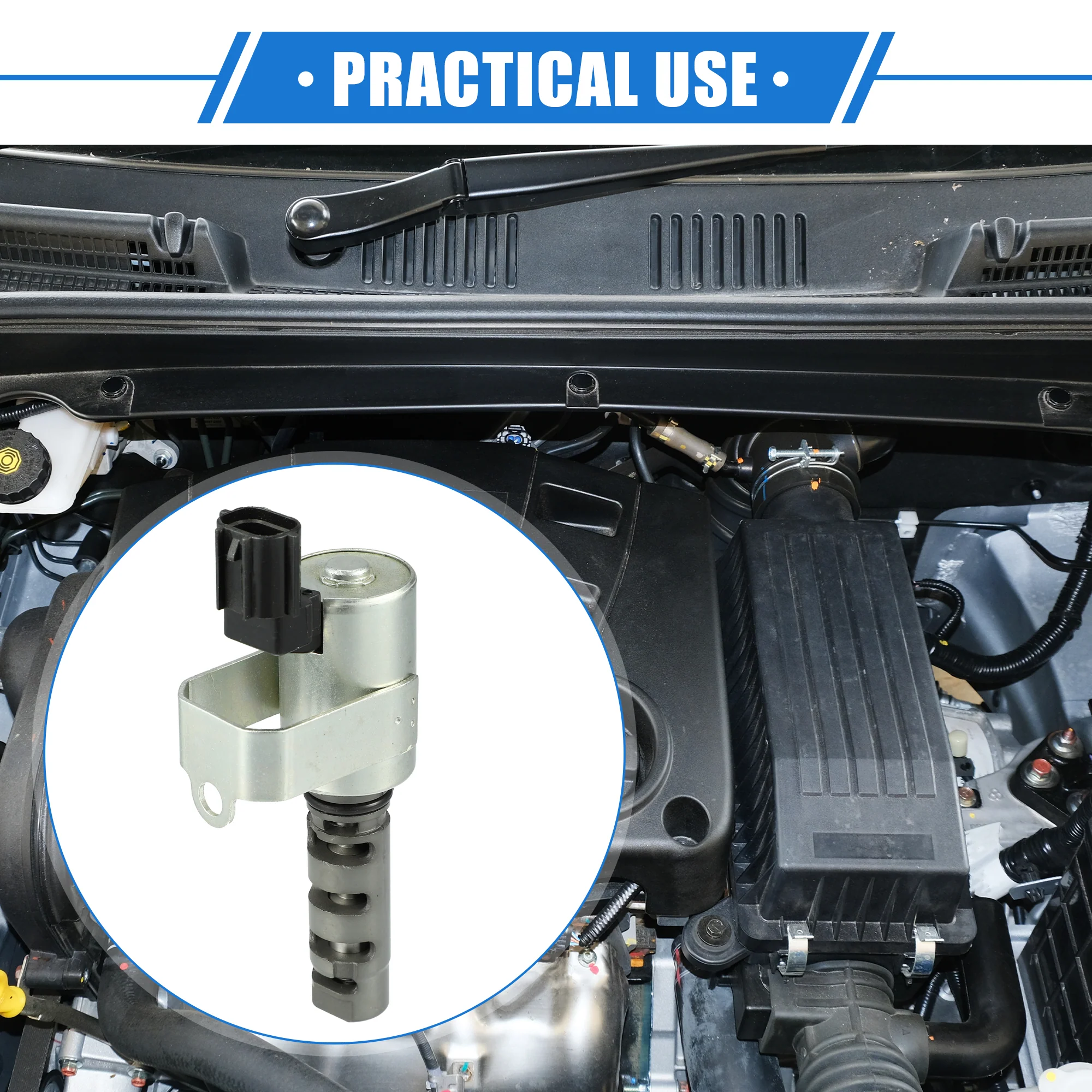 Variable Valve Timing Solenoid Compatible for Subaru Baja Turbo 2.5L H4 - Gas 2004-2006, Durable Metal Silver Tone Control VVT Solenoid Valve - Image 3