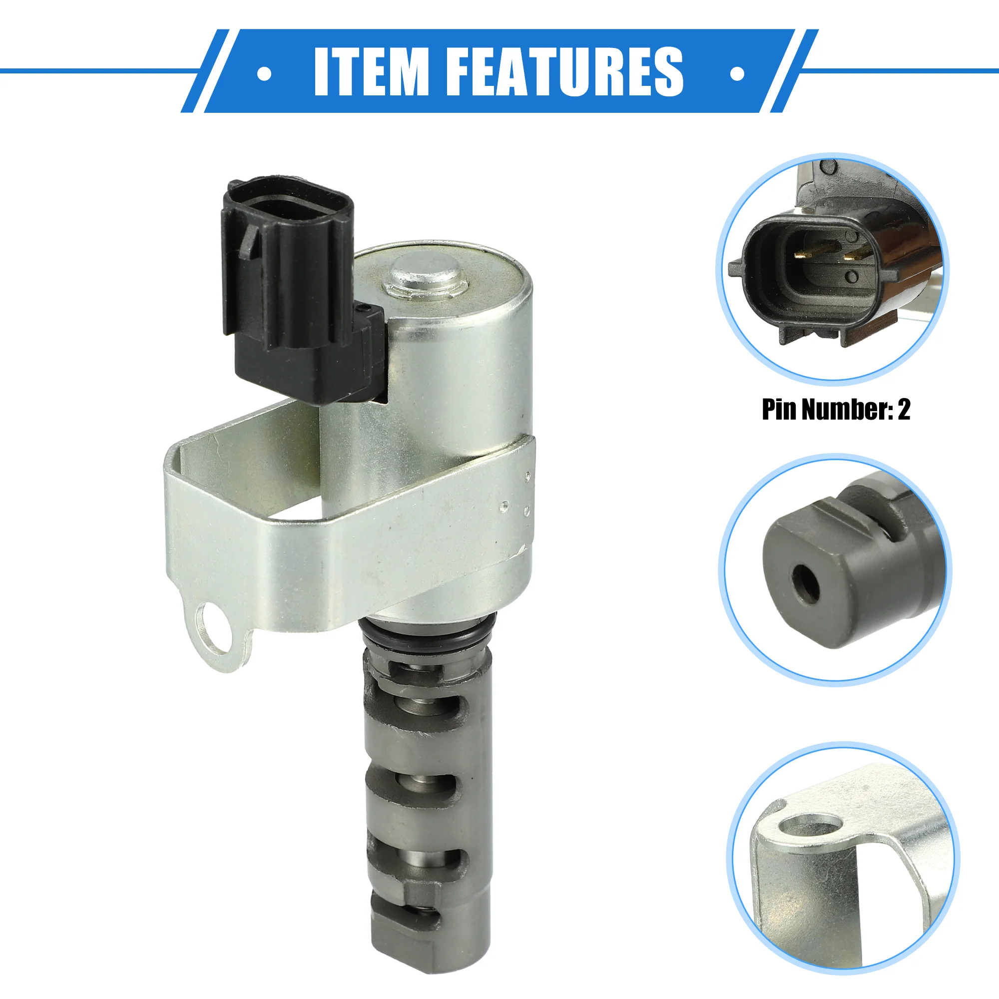 Variable Valve Timing Solenoid Compatible for Subaru Baja Turbo 2.5L H4 - Gas 2004-2006, Durable Metal Silver Tone Control VVT Solenoid Valve - Image 5