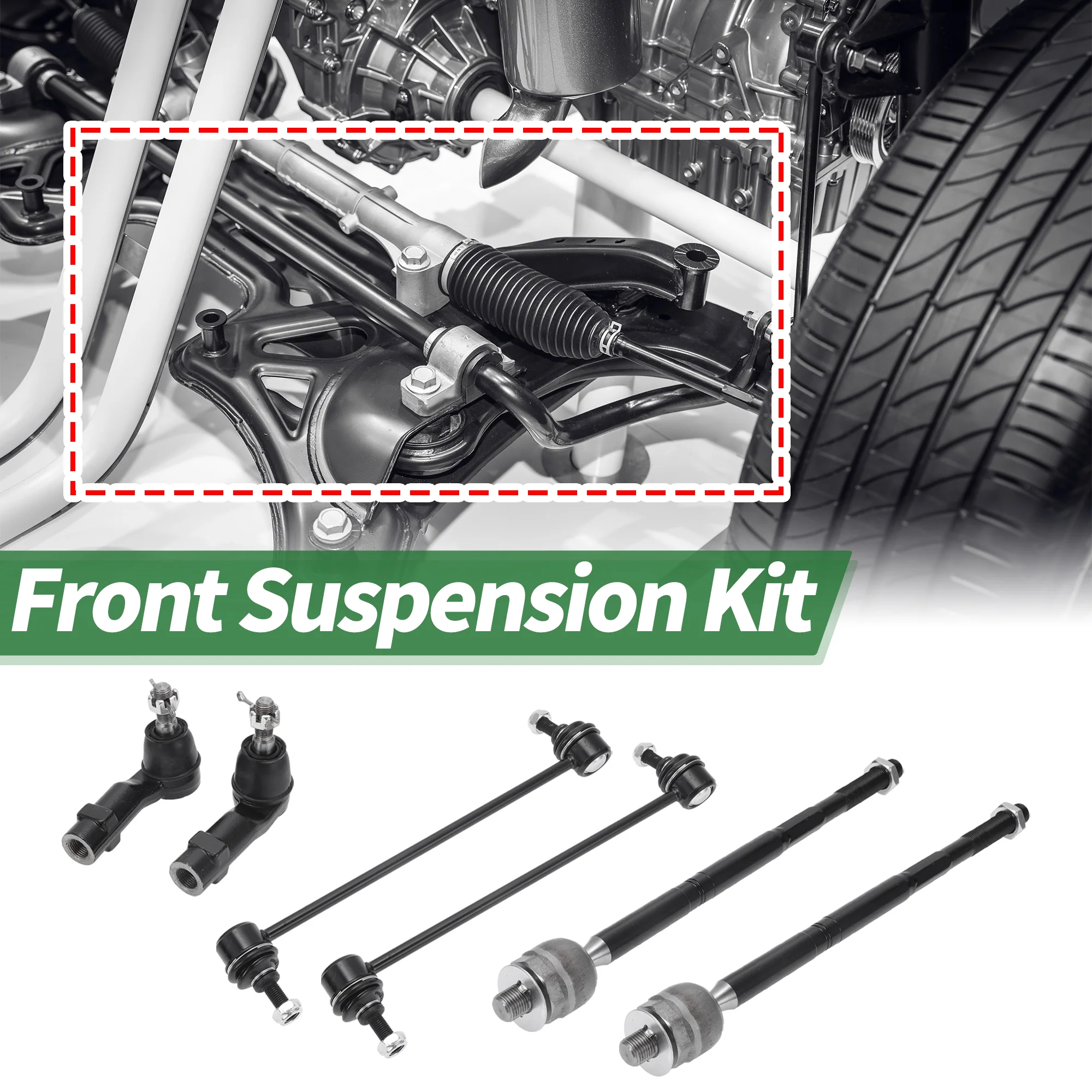6 Pcs Front Suspension Kit Inner Outer Tie Rod Ends Front Sway Bar Link for Dodge Dart 2013-2016 No.K750691/EV801132/ES801129 - Image 4
