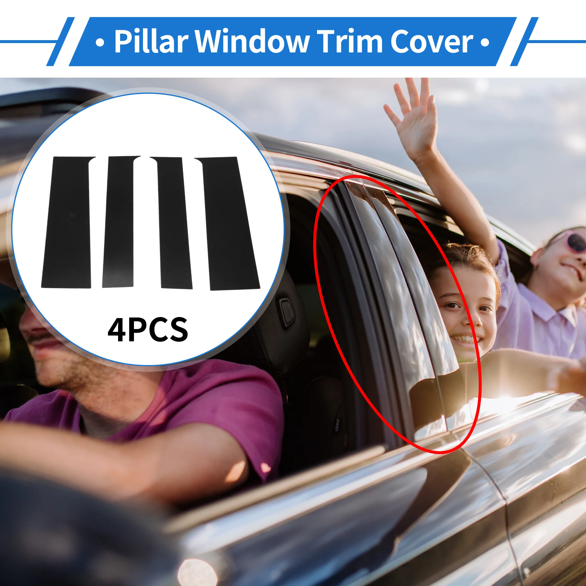 4 Pcs Door Pillar Window Trim for Chevy Colorado 2015-2020 17.56"x4.02" Plastic Black Front Left Right Anti Scratch Sticker Pillar Posts Door Outer Exterior Cover - Image 3