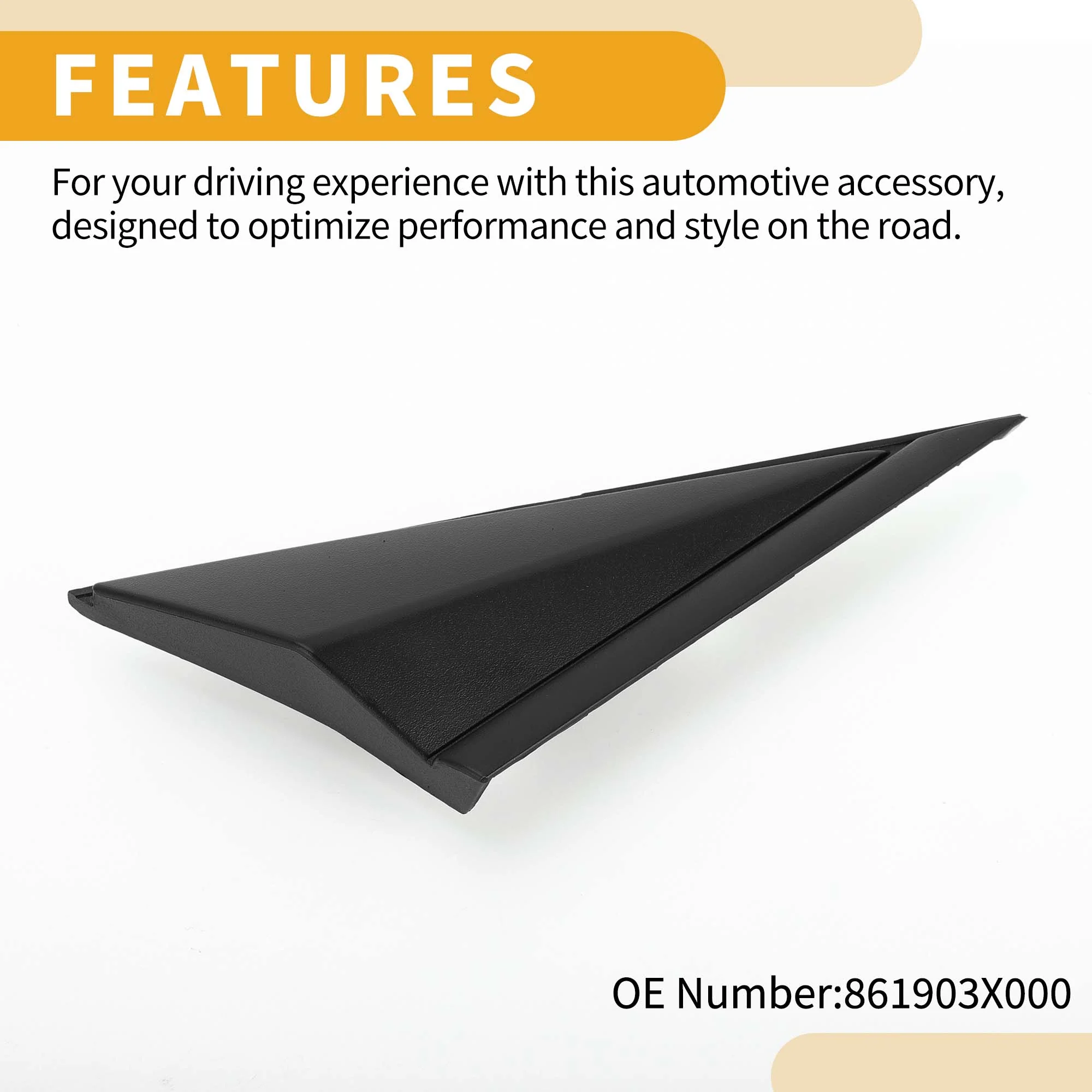 Pillar Corner Triangle Trim No.861903X000 Front Right Side View Mirror Flag Applique Panel Cover for Hyundai Elantra Sedan 2011-2013 Plastic - Image 4