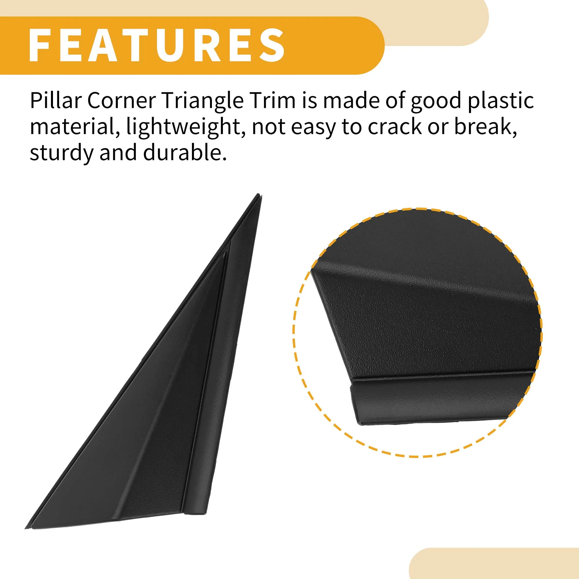Pillar Corner Triangle Trim No.861903X000 Front Right Side View Mirror Flag Applique Panel Cover for Hyundai Elantra Sedan 2011-2013 Plastic - Image 6
