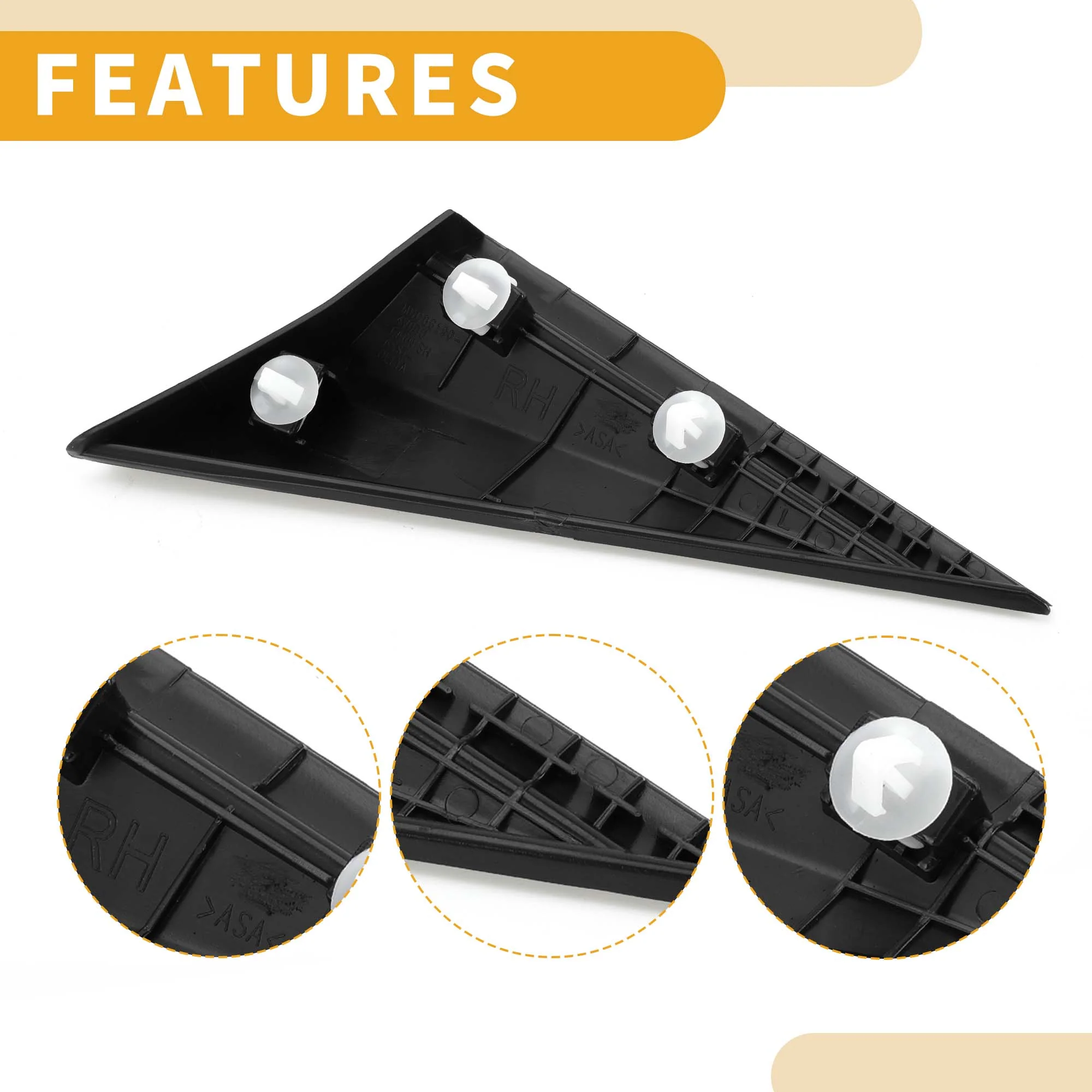 Pillar Corner Triangle Trim No.861903X000 Front Right Side View Mirror Flag Applique Panel Cover for Hyundai Elantra Sedan 2011-2013 Plastic - Image 7