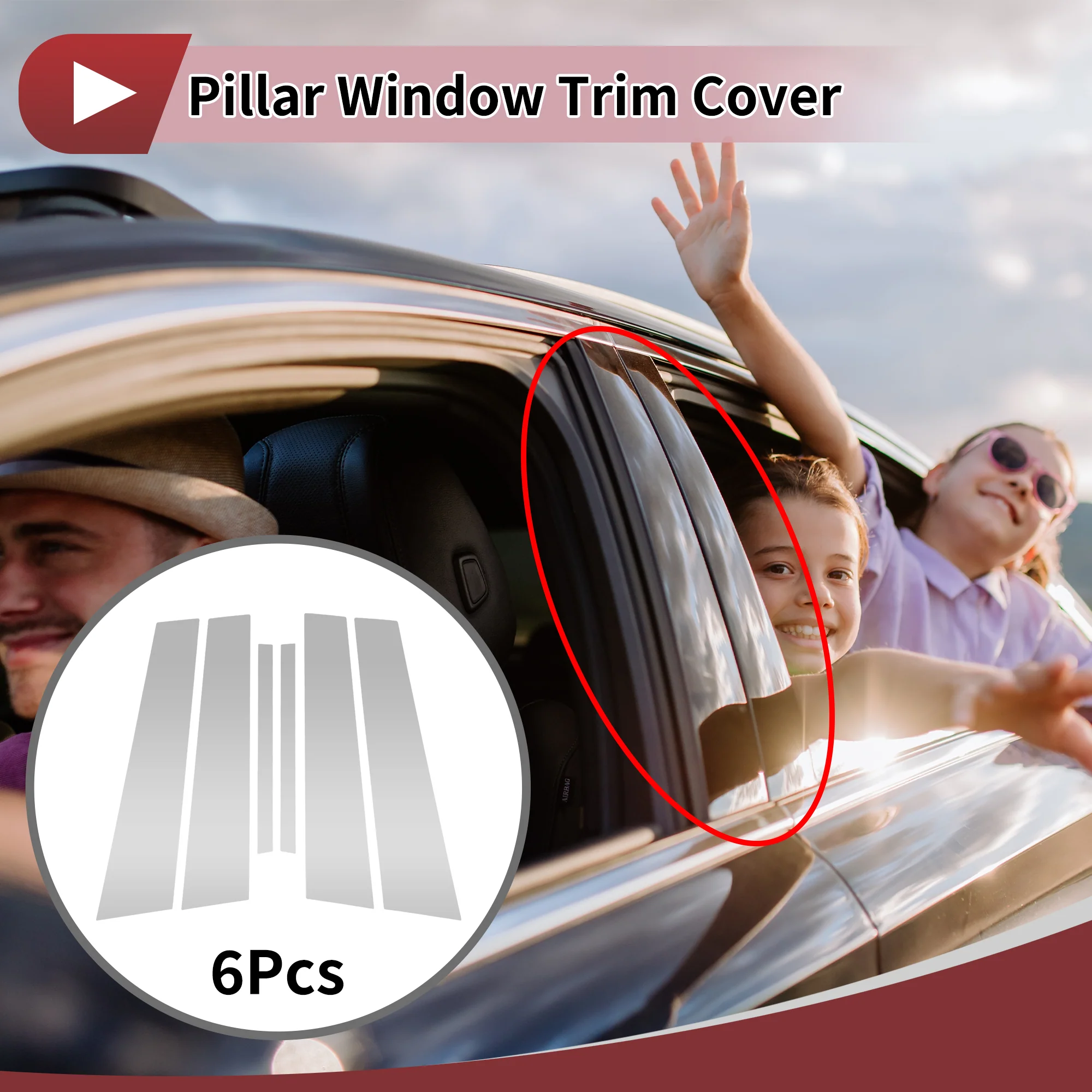 6 Pcs Front Rear Left Right Car Door Pillar Window Trim for Nissan Altima 2019-2023 Anti Scratch Sticker Pillar Posts Cover Chrome Silver Tone - Image 3