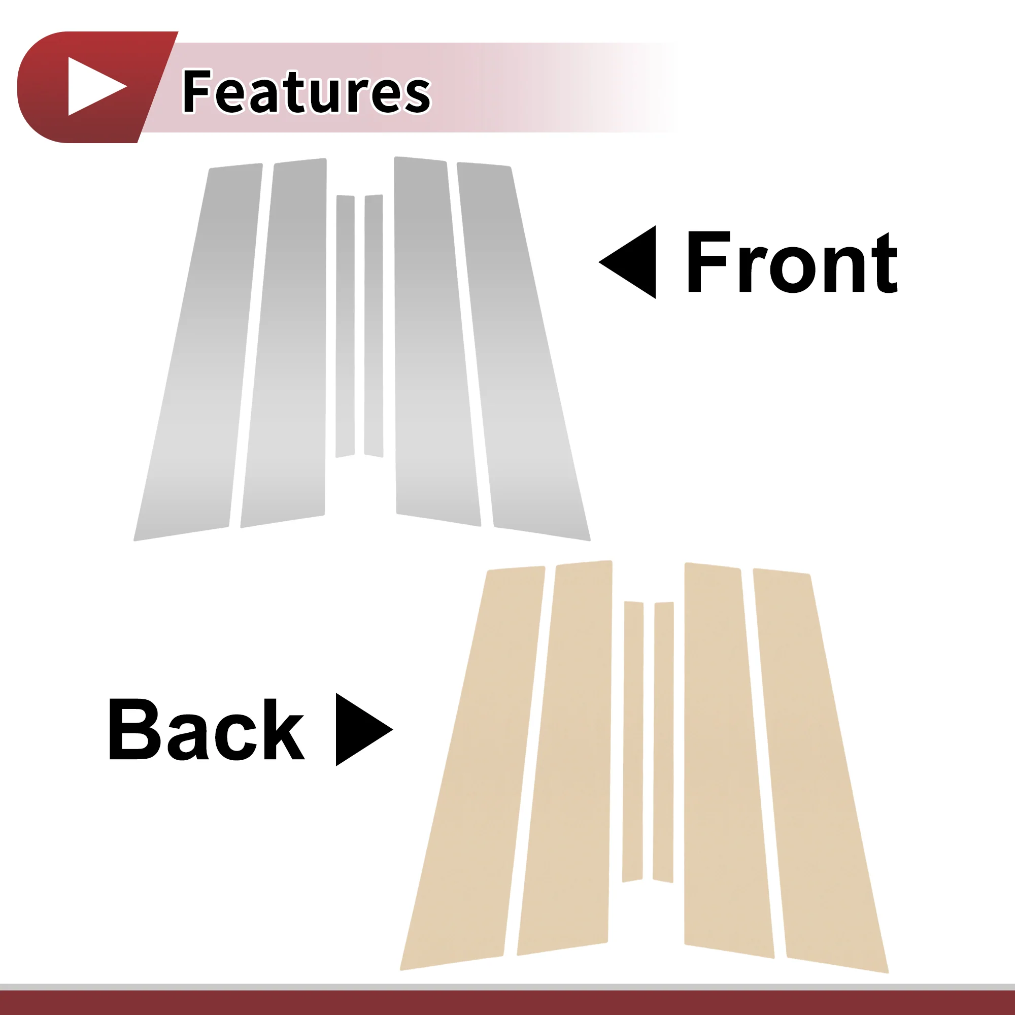 6 Pcs Front Rear Left Right Car Door Pillar Window Trim for Nissan Altima 2019-2023 Anti Scratch Sticker Pillar Posts Cover Chrome Silver Tone - Image 4