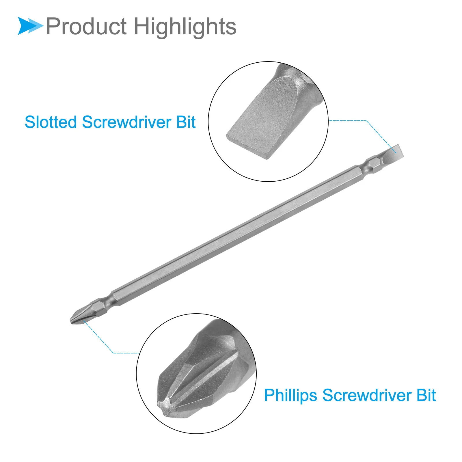 Phillips-Slotted Screwdriver Bit 150mm PH2/SL6 1/4 Inch Hex Shank Magnetic 1Pcs - Image 4