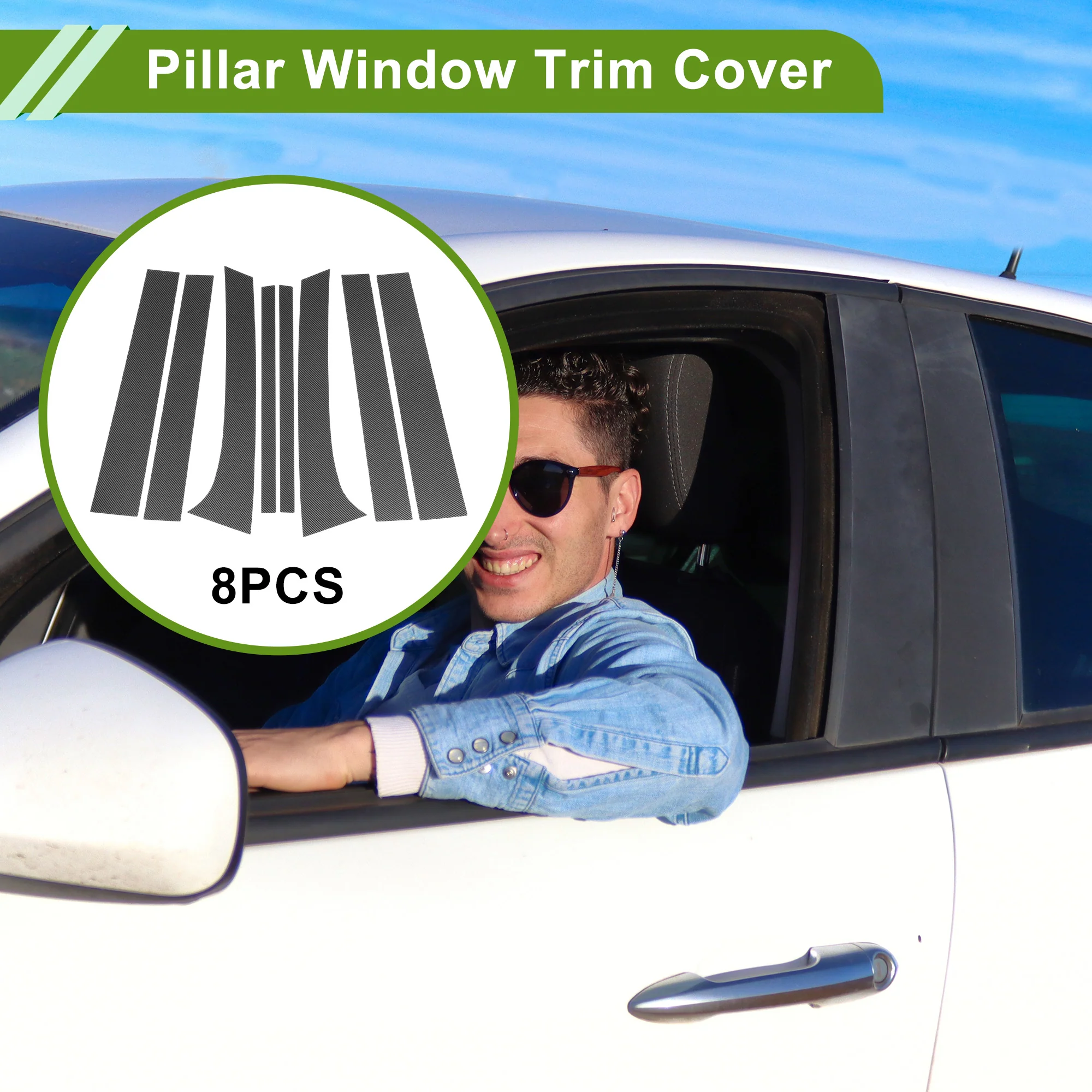 Door Pillar Window Trim for Chevy Trailblazer 2002-2009 Carbon Fiber Pattern Black Front Rear Left Right Anti Scratch Sticker Pillar Posts Cover 8 Pcs - Image 3